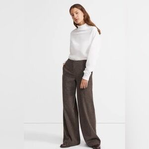 Theory Wide-Leg Herringbone Trousers - Brown